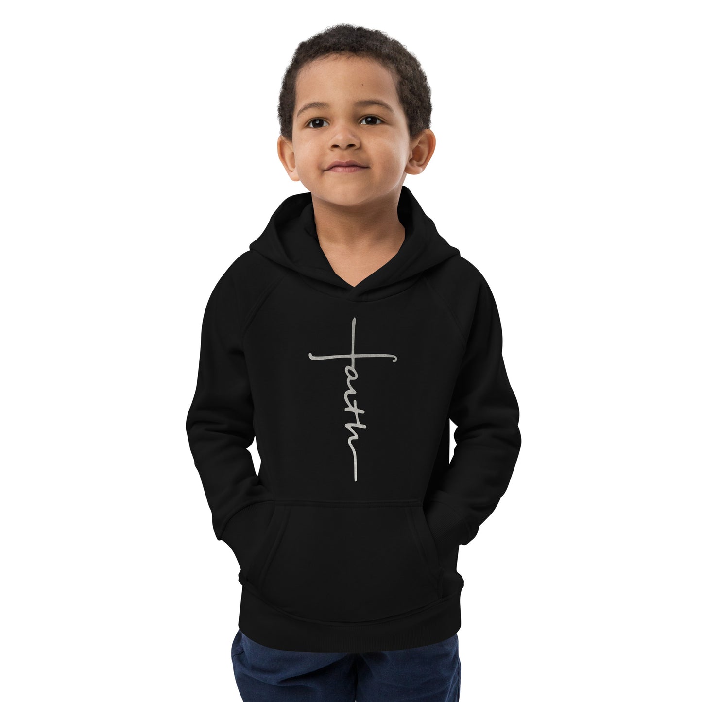 faith-Kids eco hoodie- • 80% organic cotton • Outside: 100% organic cotton