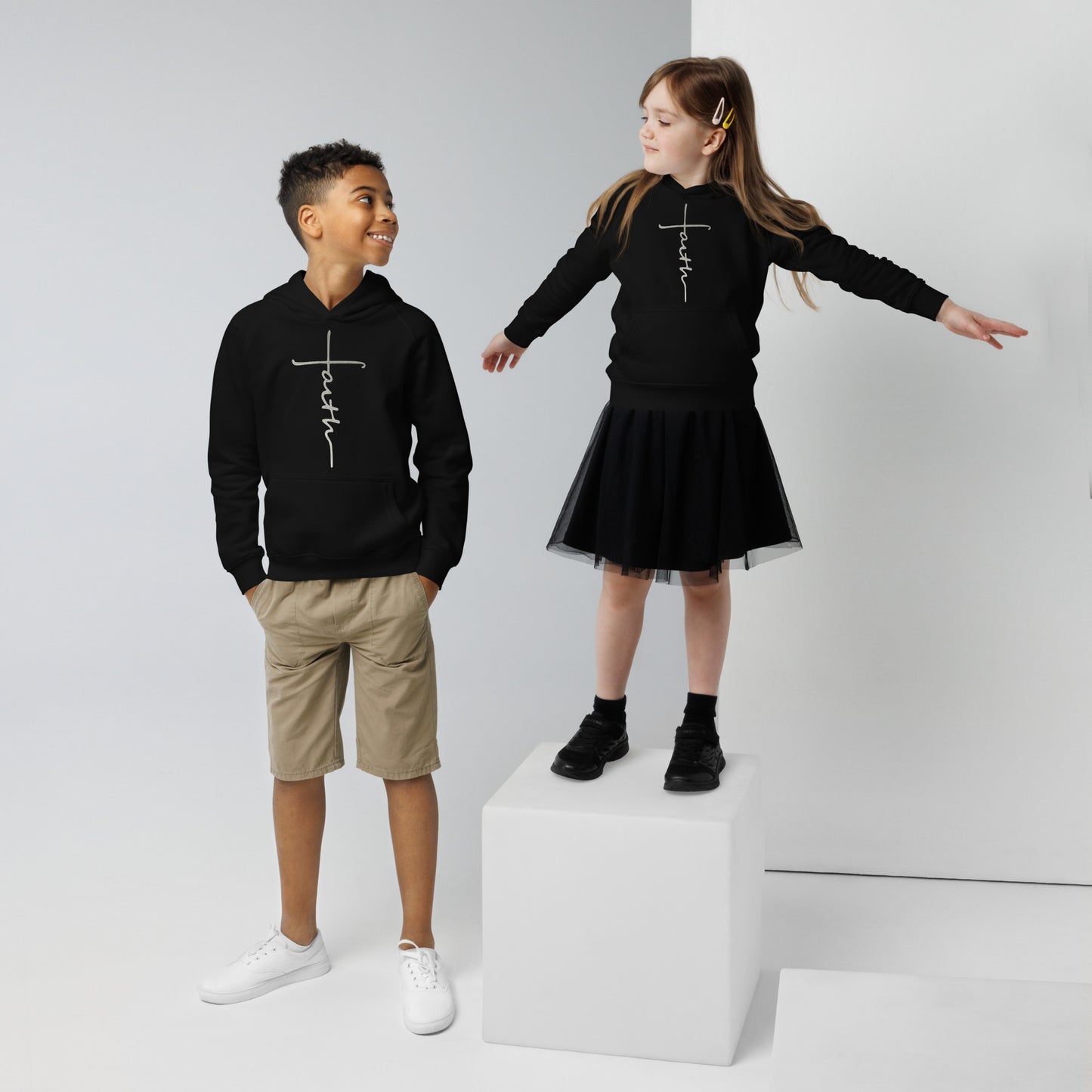 faith-Kids eco hoodie- • 80% organic cotton • Outside: 100% organic cotton