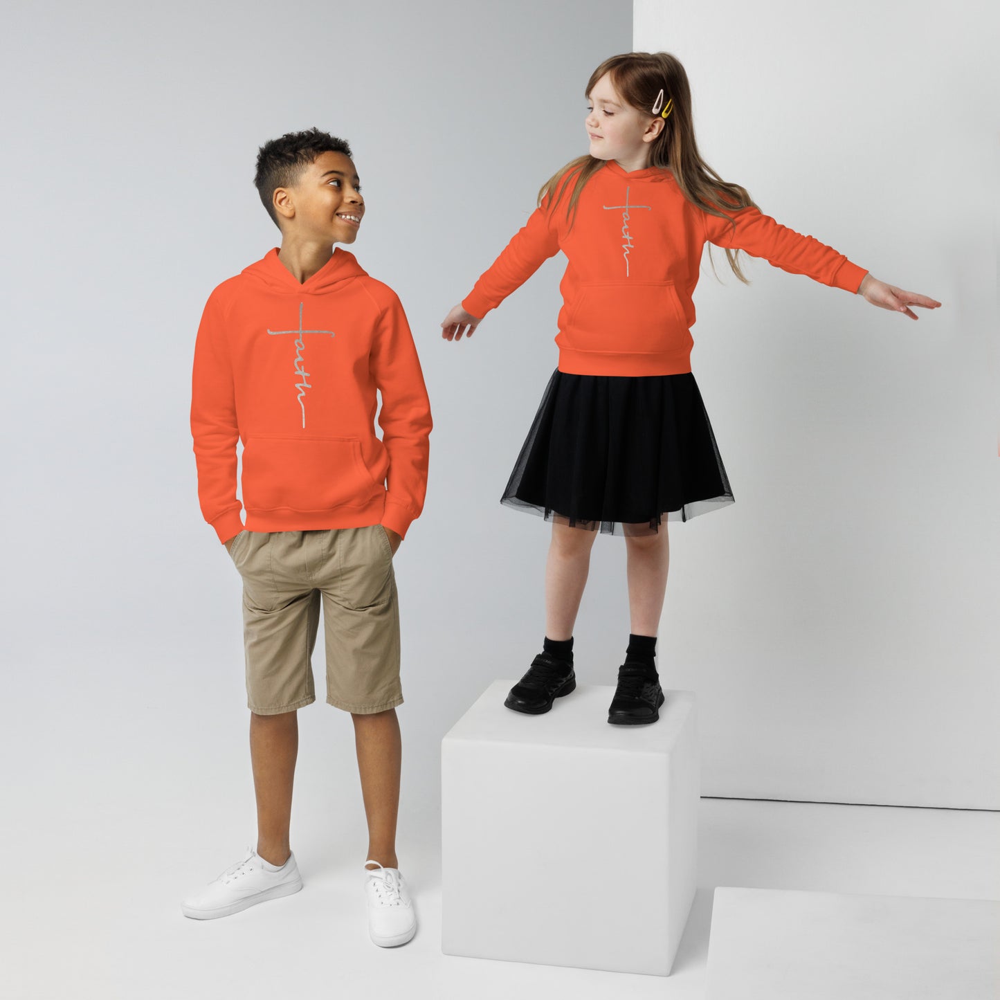 faith-Kids eco hoodie- • 80% organic cotton • Outside: 100% organic cotton