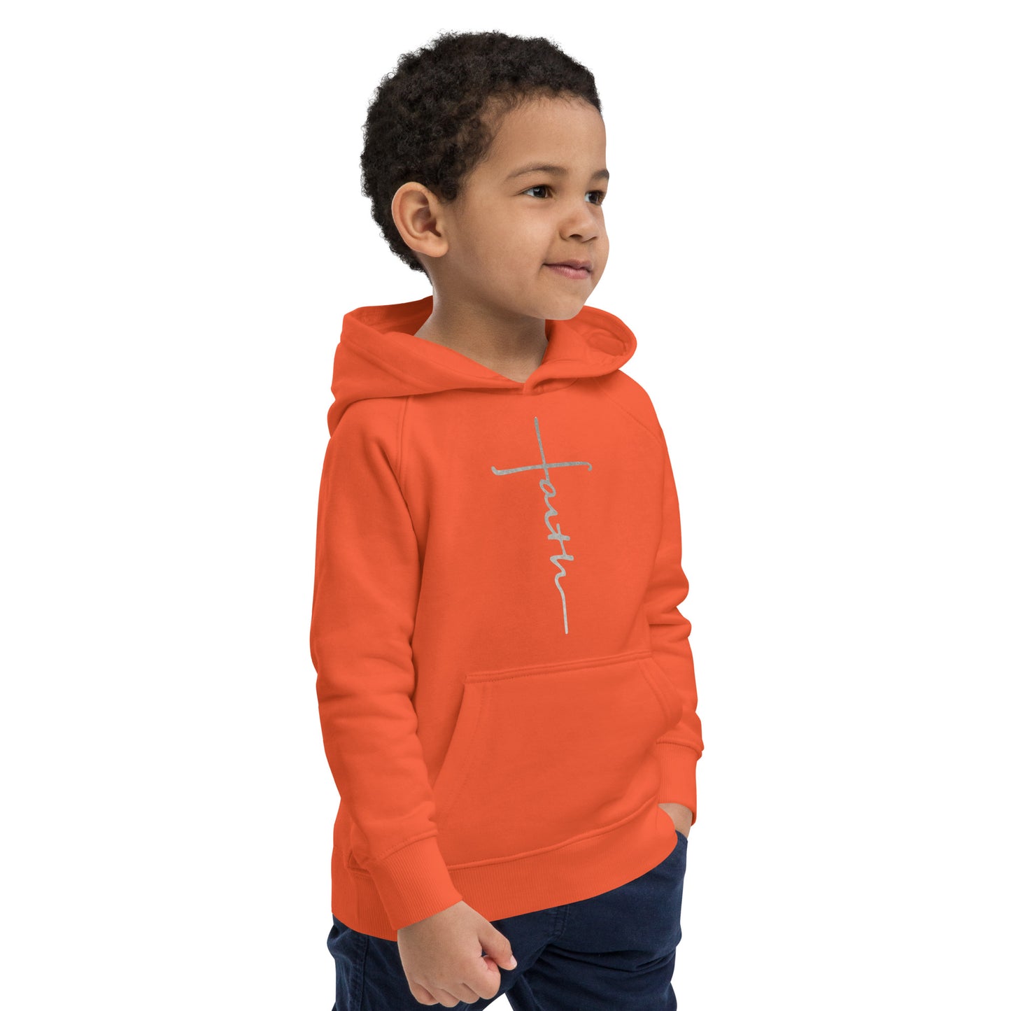 faith-Kids eco hoodie- • 80% organic cotton • Outside: 100% organic cotton