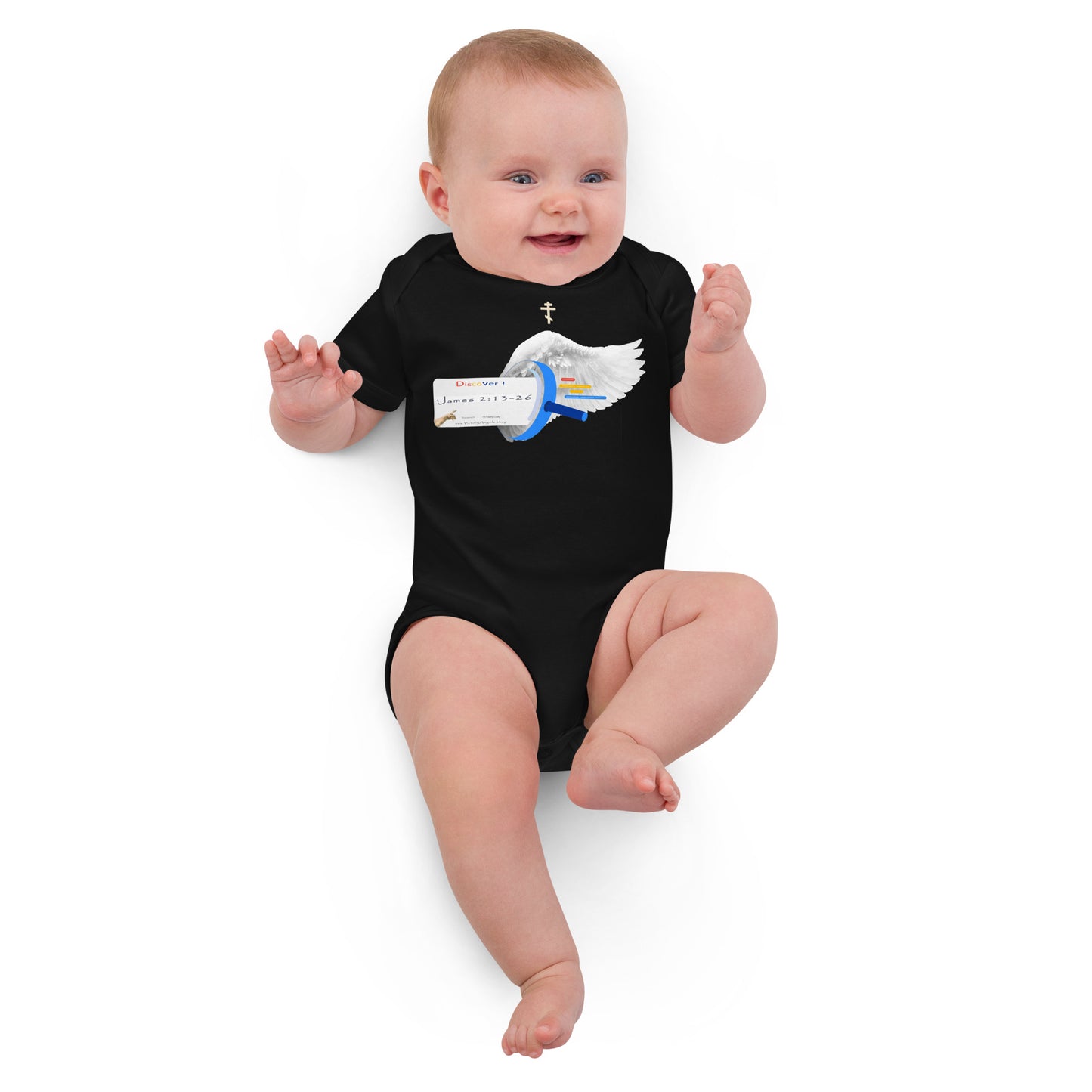• 100% certified organic cotton baby bodysuit Bible Verse