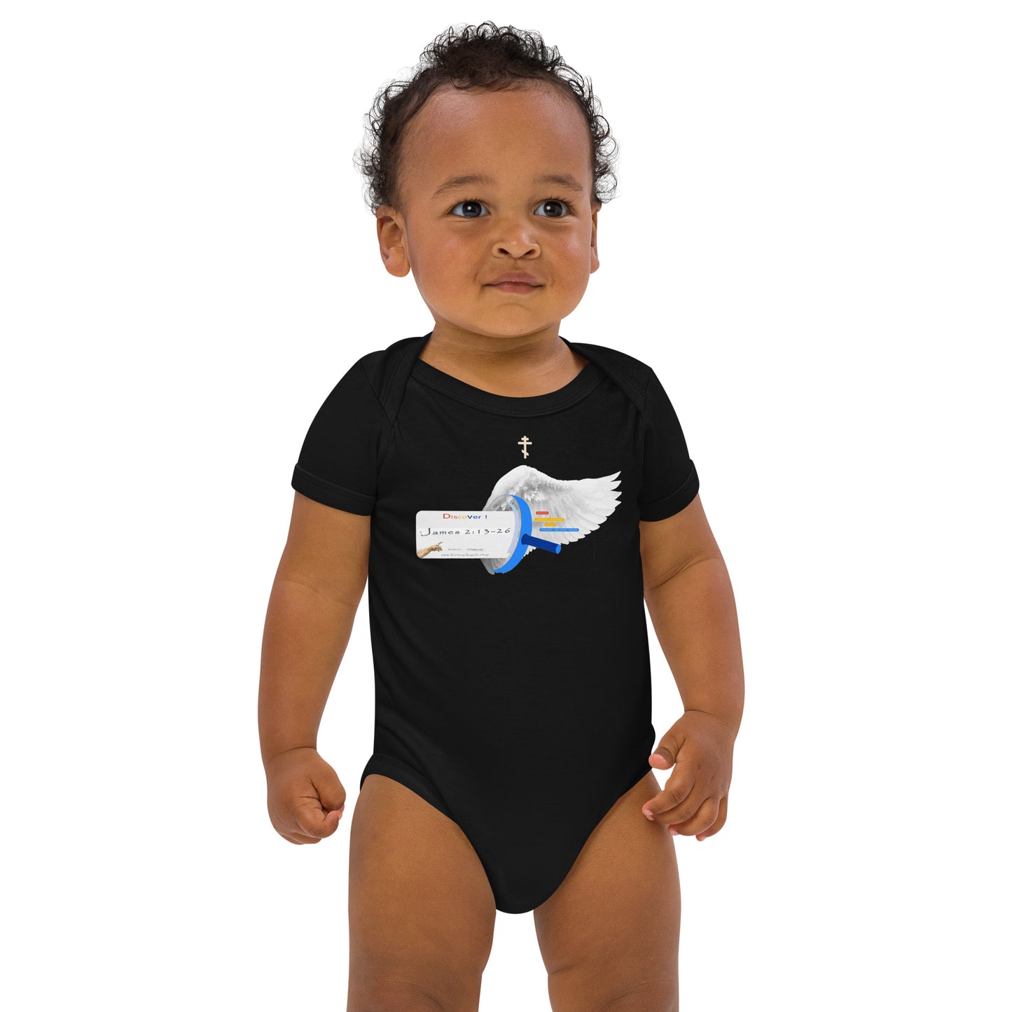• 100% certified organic cotton baby bodysuit Bible Verse