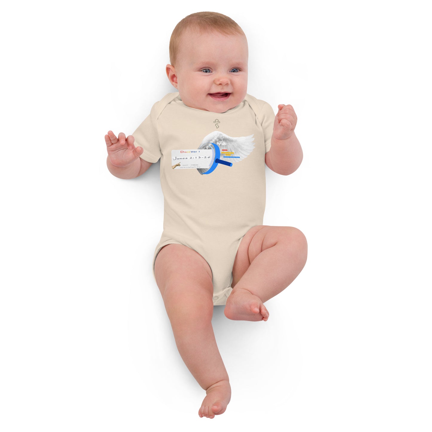 • 100% certified organic cotton baby bodysuit Bible Verse