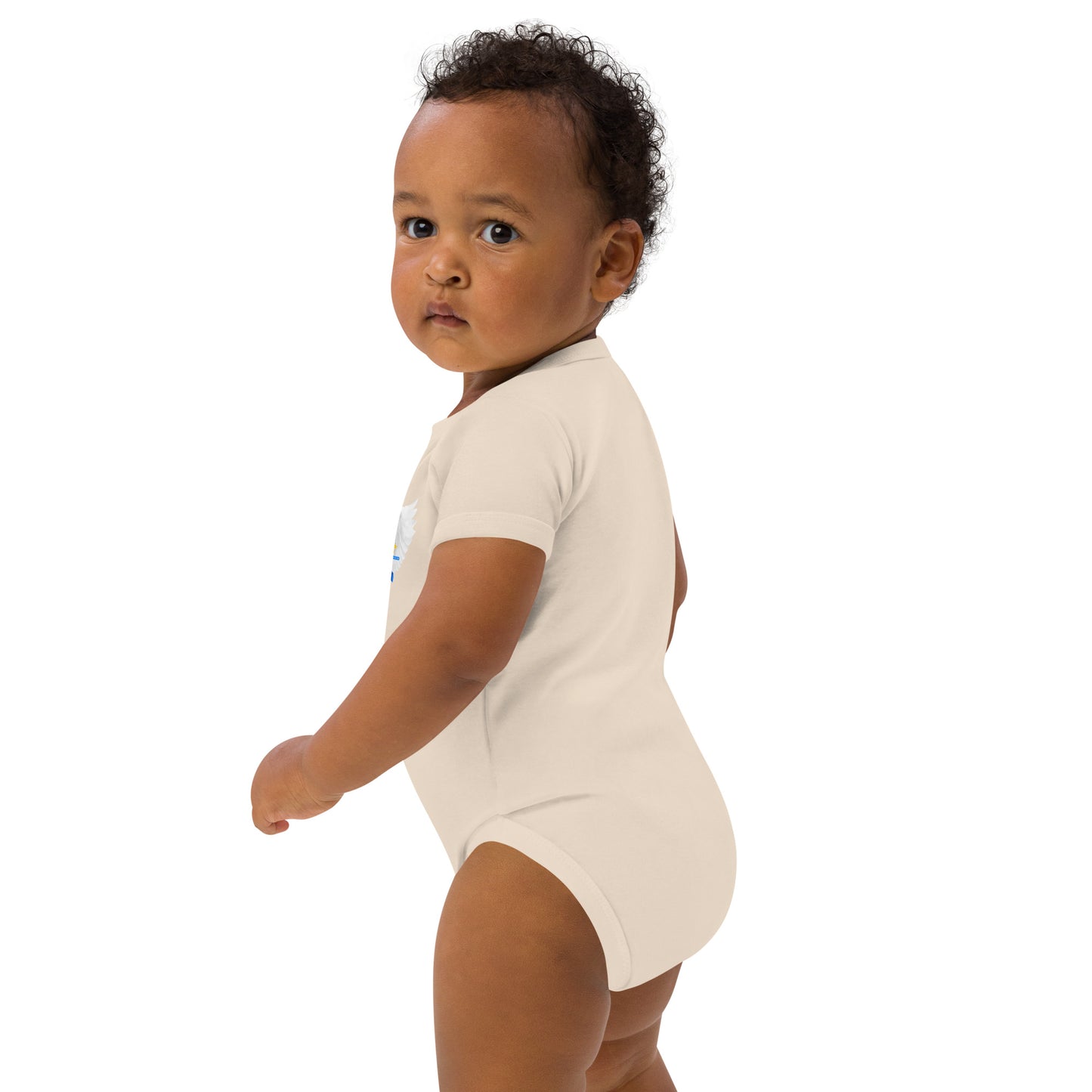• 100% certified organic cotton baby bodysuit Bible Verse