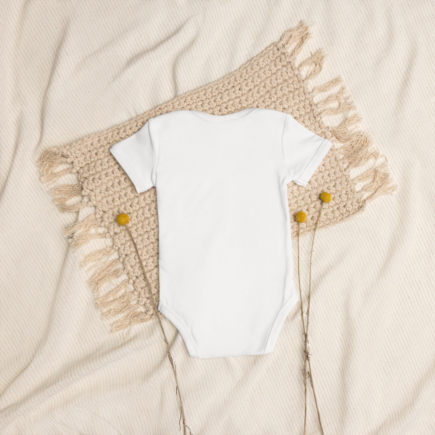 • 100% certified organic cotton baby bodysuit Bible Verse