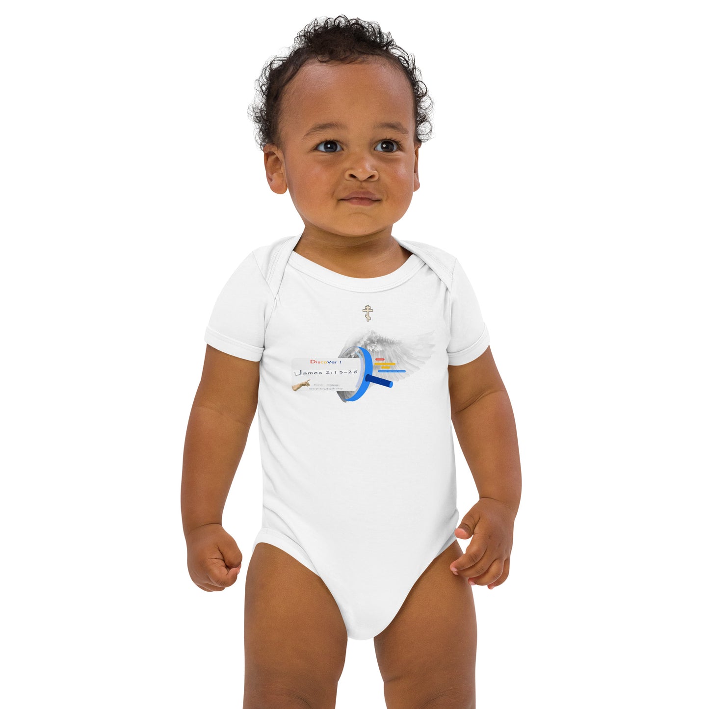 • 100% certified organic cotton baby bodysuit Bible Verse