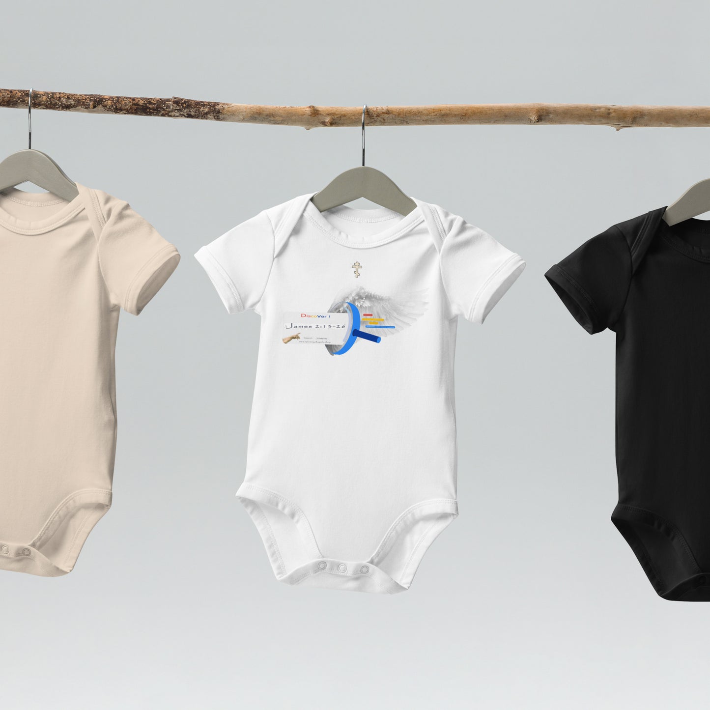 • 100% certified organic cotton baby bodysuit Bible Verse