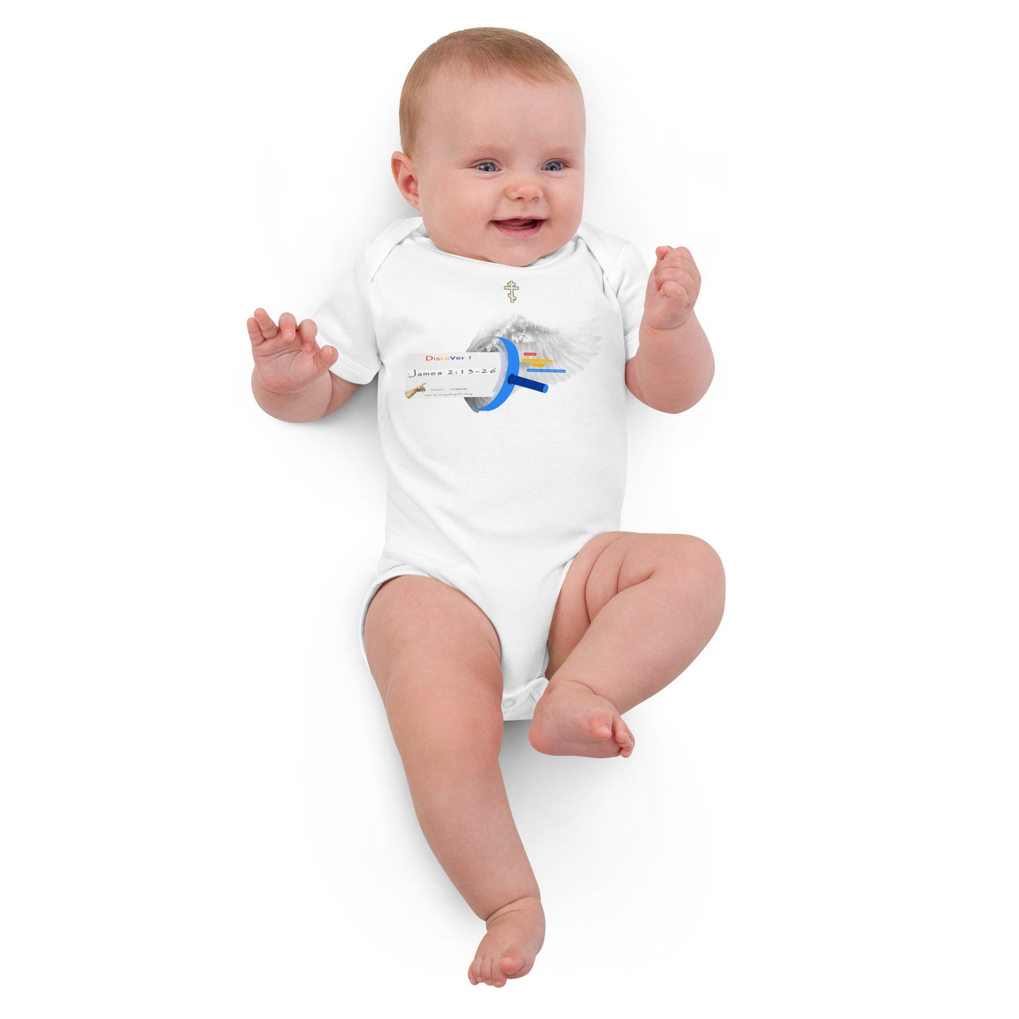 • 100% certified organic cotton baby bodysuit Bible Verse