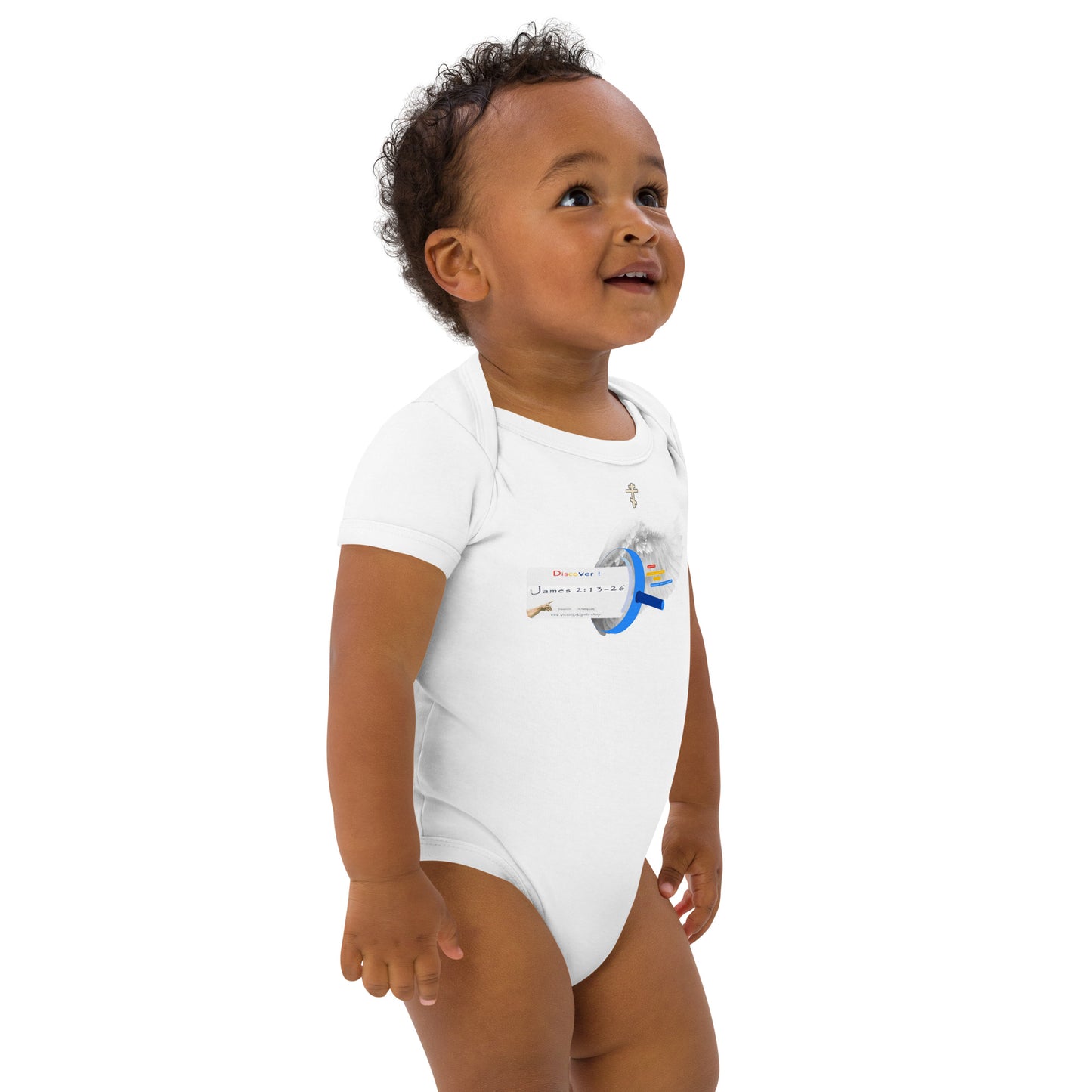 • 100% certified organic cotton baby bodysuit Bible Verse