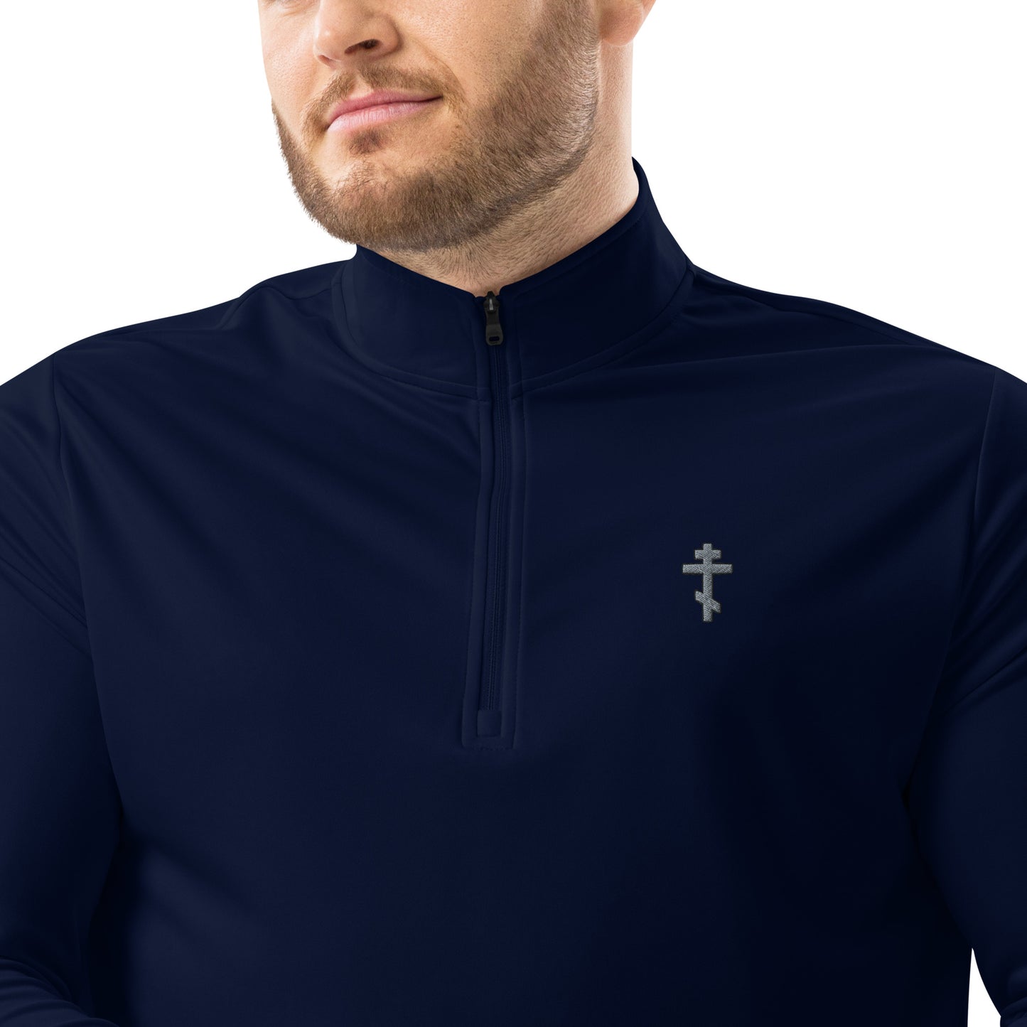 Adidas -Quarter zip pullover- 100% recycled polyester - christianity cross