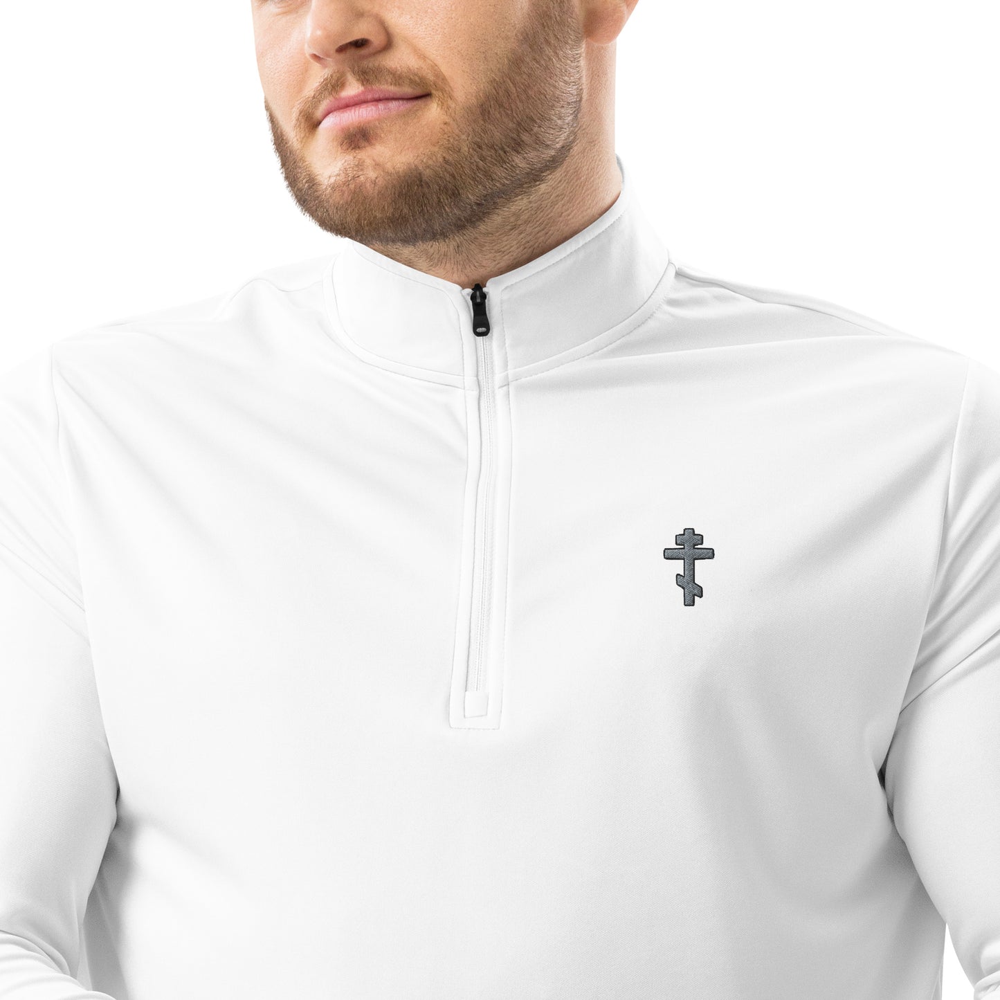 Adidas -Quarter zip pullover- 100% recycled polyester - christianity cross