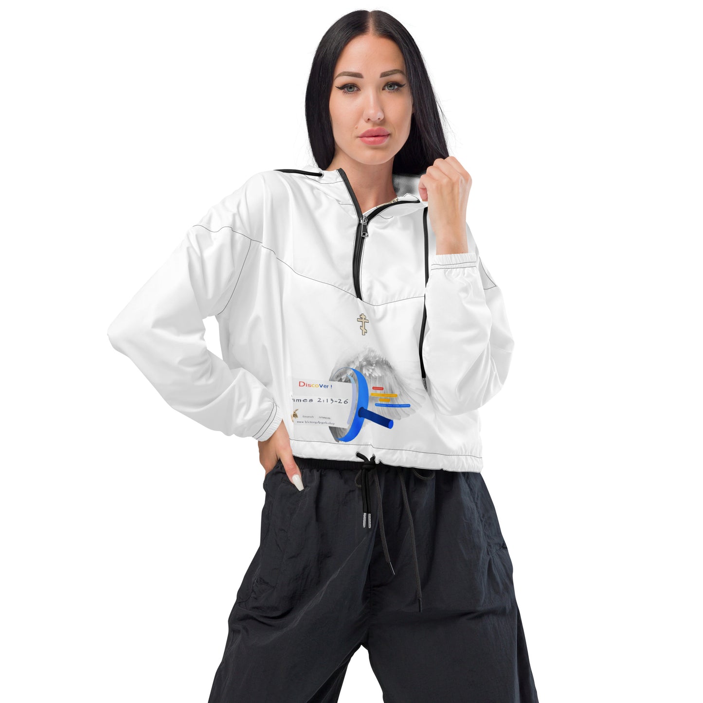 Women’s cropped windbreaker - bible verse James 2:13-26