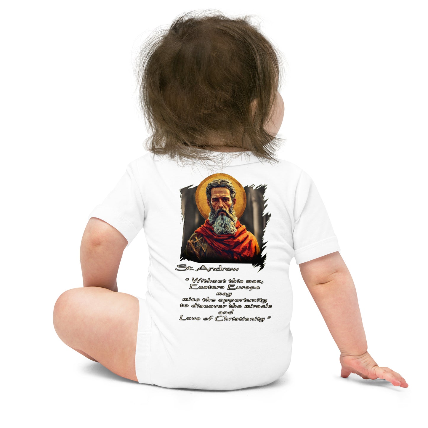 Baby short sleeve one piece saint Andrew 100% ring-spun combed cotton