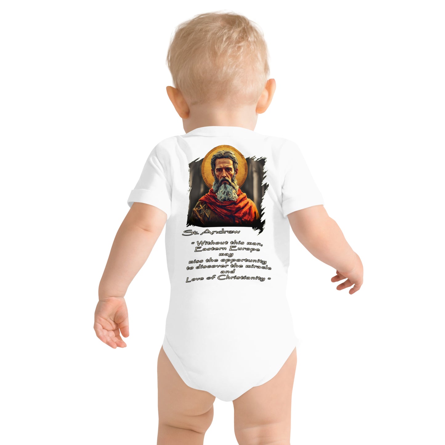 Baby short sleeve one piece saint Andrew 100% ring-spun combed cotton