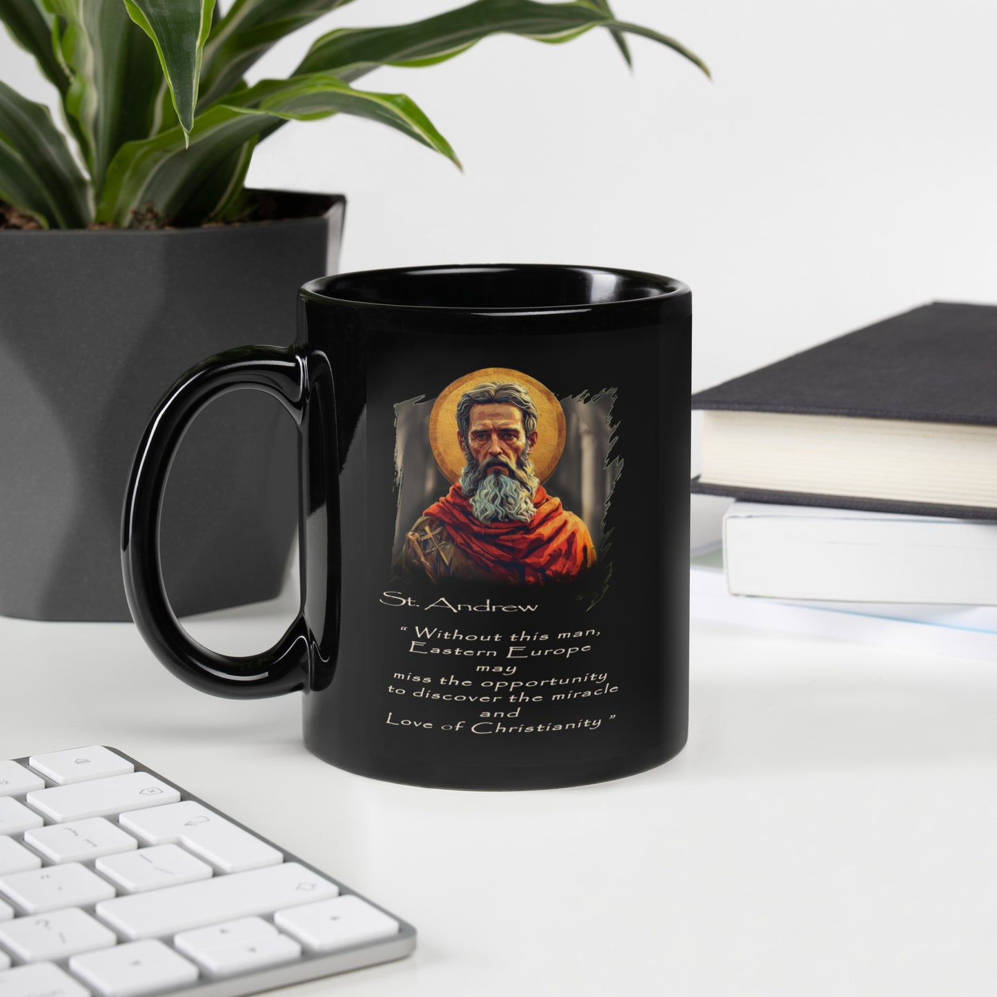 saint Andrew- Black Glossy Mug