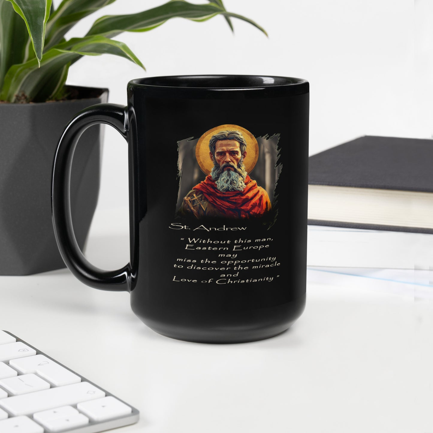 saint Andrew- Black Glossy Mug