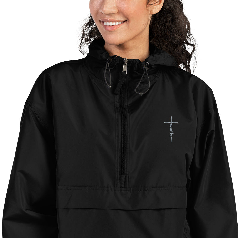 faith-Embroidered Champion Packable Jacket • 100% polyester micro poplin