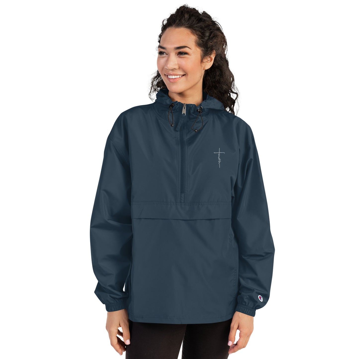 faith-Embroidered Champion Packable Jacket • 100% polyester micro poplin