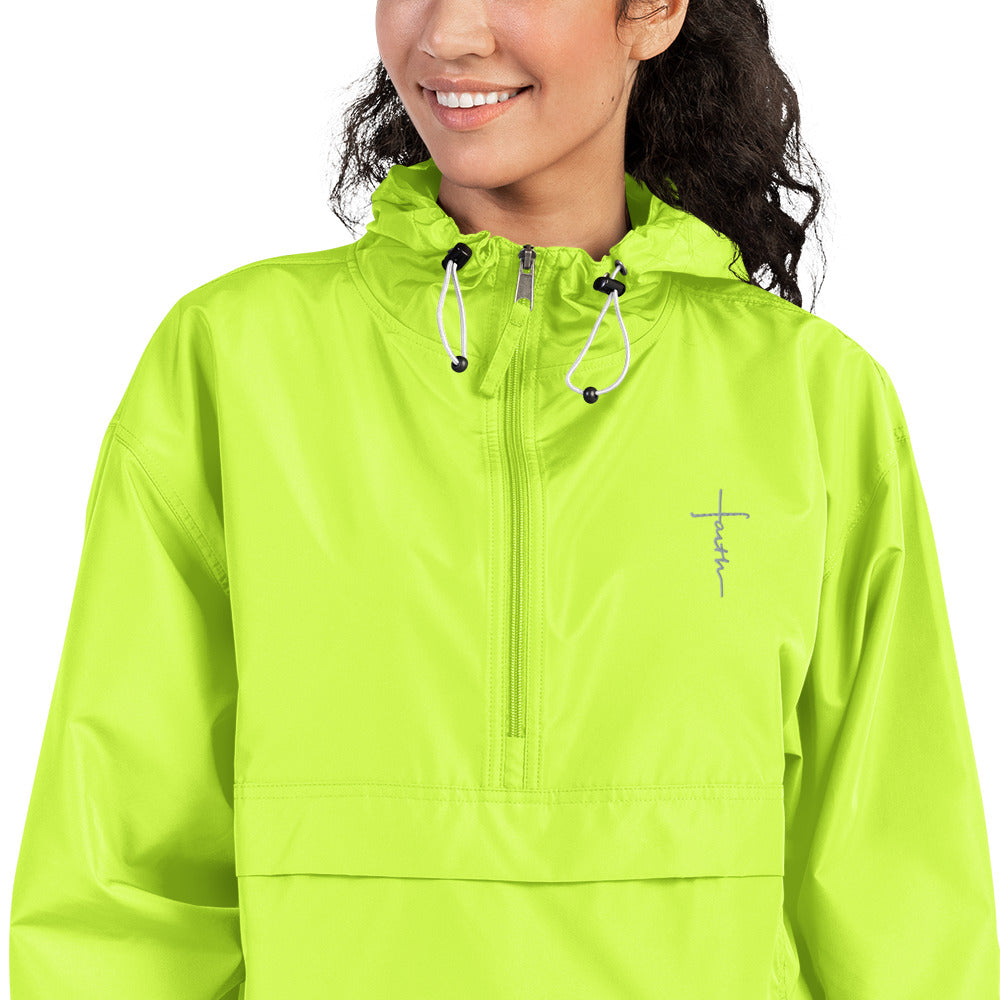 faith-Embroidered Champion Packable Jacket • 100% polyester micro poplin