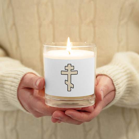 Glass jar soy wax candle-orthodox cross faith