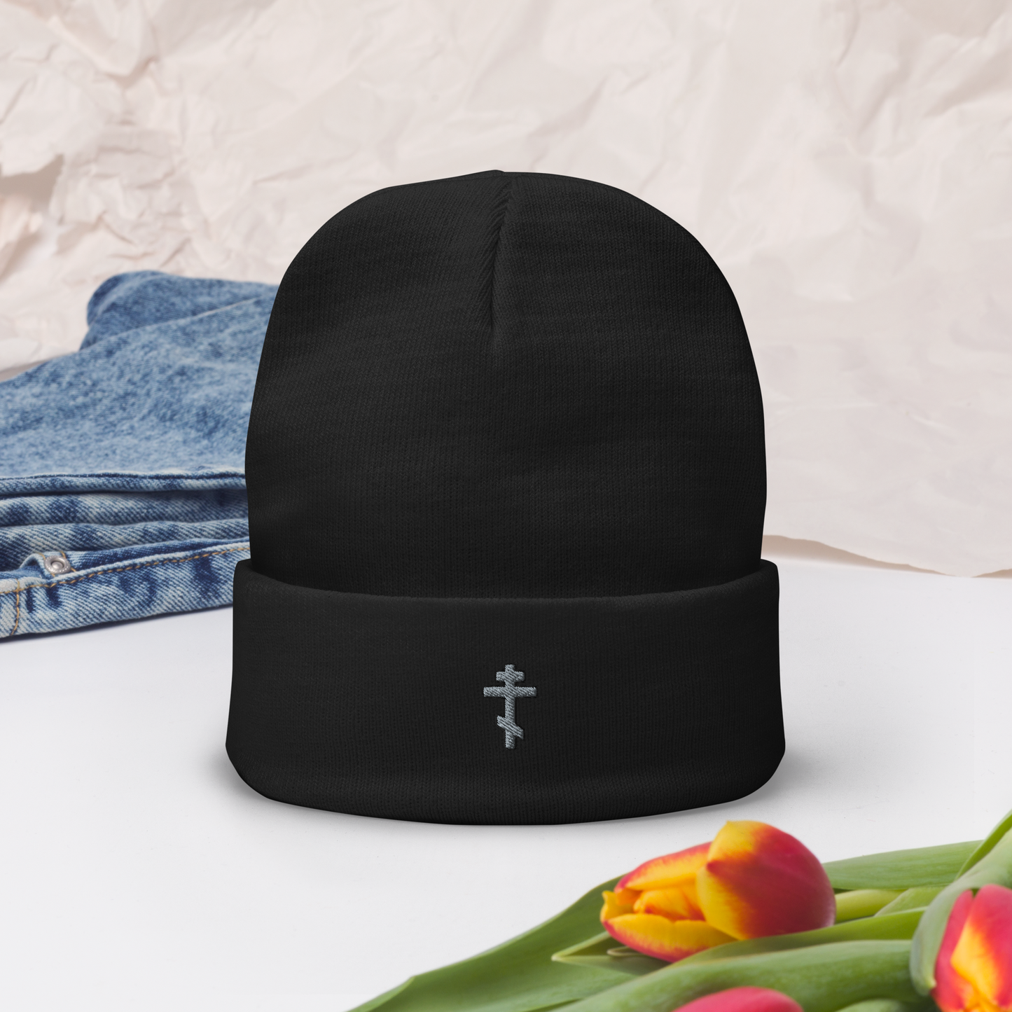 CROSS ORTHODOXY 100% cotton face -Embroidered Beanie