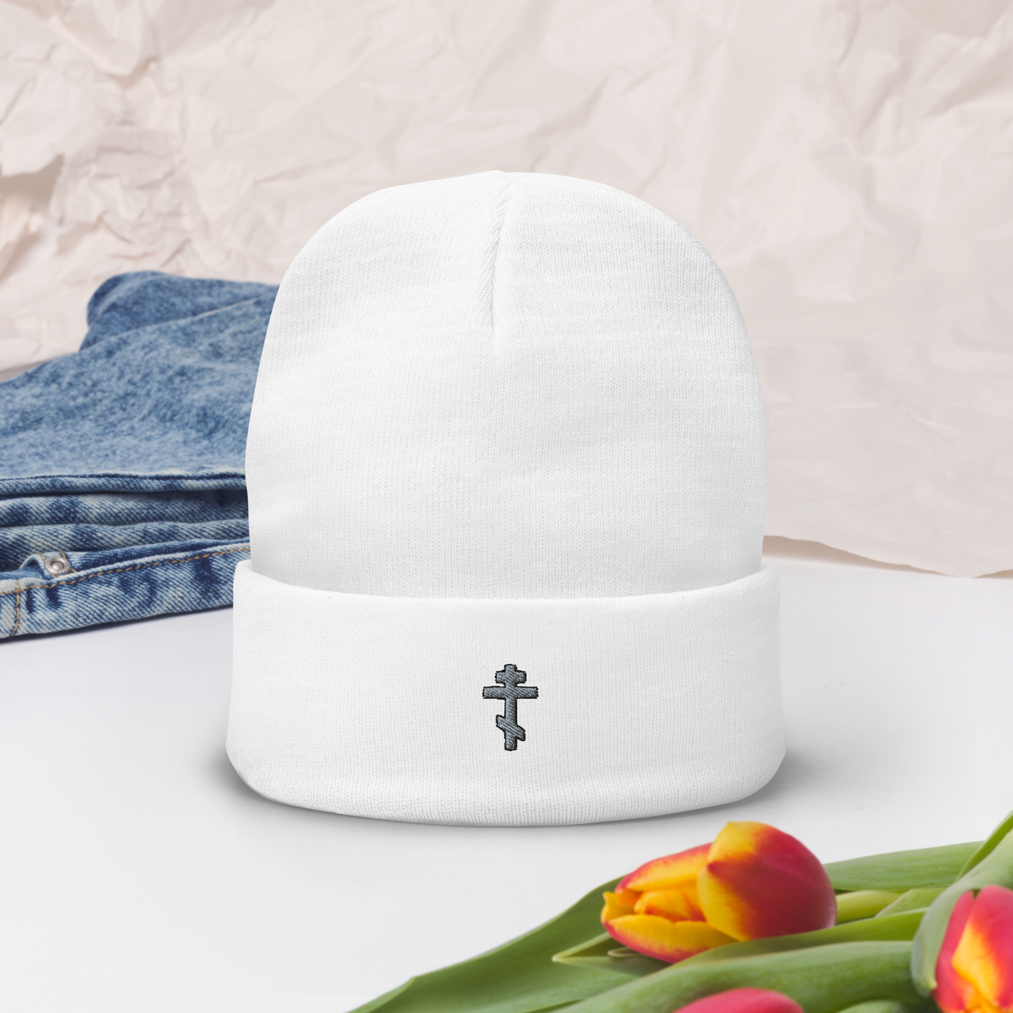 CROSS ORTHODOXY 100% cotton face -Embroidered Beanie