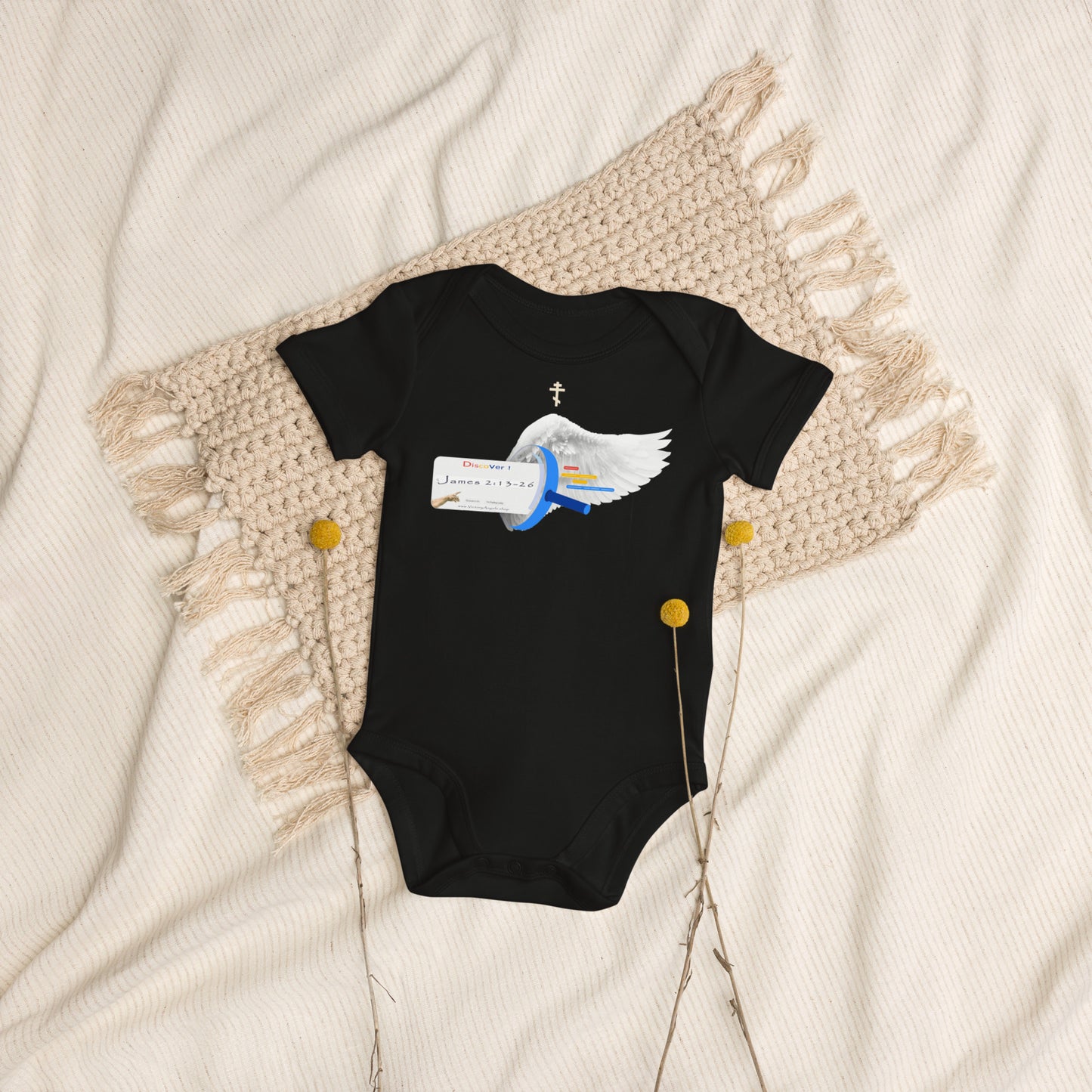 • 100% certified organic cotton baby bodysuit  Bible Verse