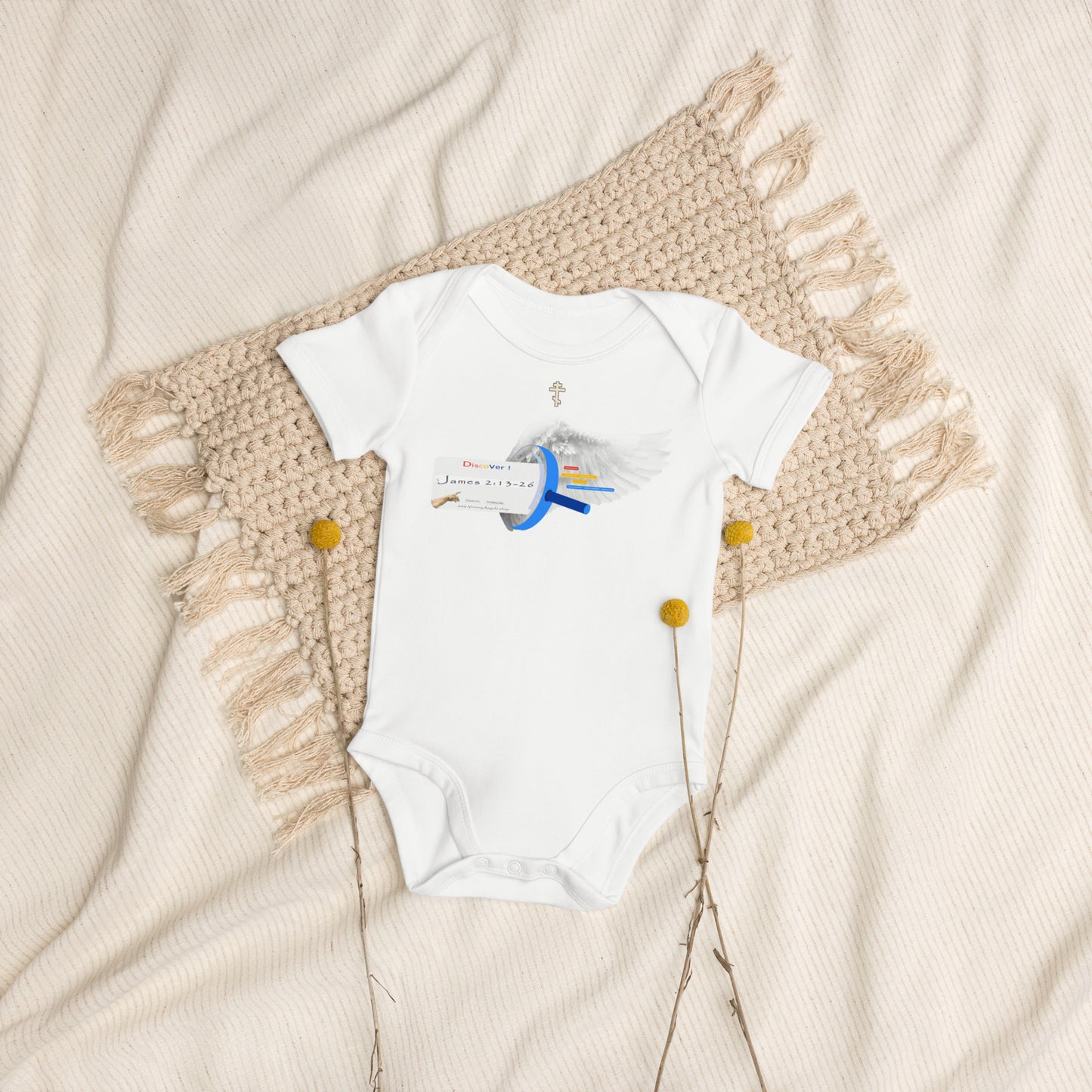 • 100% certified organic cotton baby bodysuit  Bible Verse