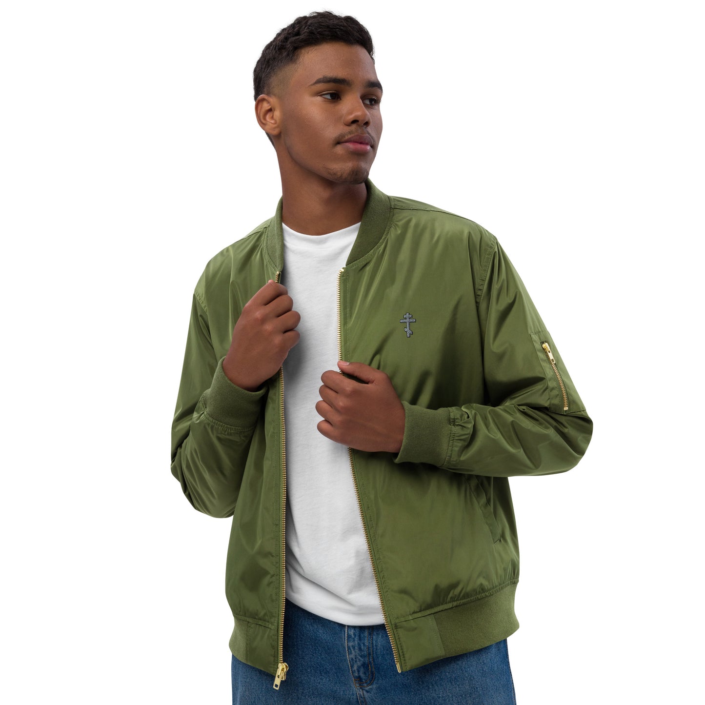 Faith shine through your fashion-Premium recycled bomber jacket